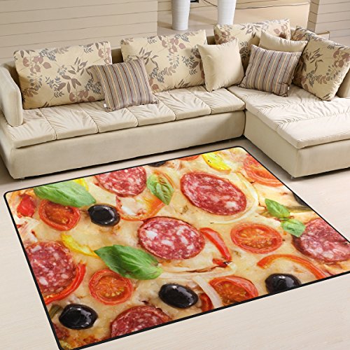 Use7 Delicious Pizza-Teppich für Wohnzimmer, Schlafzimmer, 160 cm x 122 cm von Domoko
