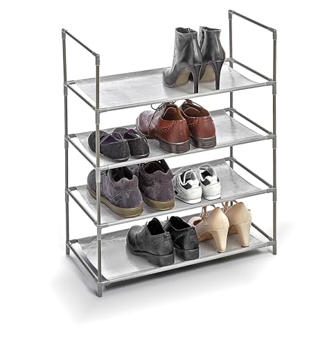 Domopak Living SCHUHREGAL 4 Regale 58,5X28,5X70 Kunststoff+Metall+TNT, Gray, 28,5 x 58,2 x 70 cm von Domopak Living