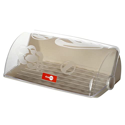 Domotti Brotkasten Avangarda 33,5 x 25 x 14 cm beige transparent Kunststoff Brotkorb mit Rolldeckel Brotbehälter Brotaufbewahrung Rollbrotkasten Klappkasten Brotbox Brotdose von Domotti