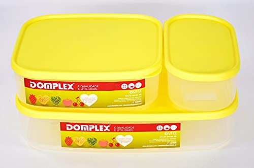 Domplex Conjunto Cajas CH SD Set mit 3 Behältern für Lebensmittel, aus robustem Kunststoff, leicht, Gelb, Natur, Pequeño von Domplex