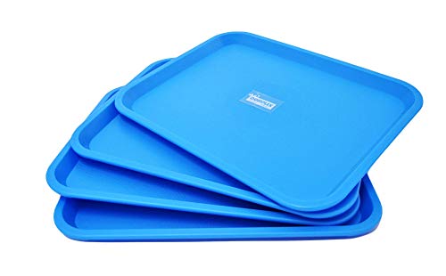 Domplex Tabletts, groß, aus robustem und langlebigem Polypropylen-Kunststoff, Blau, 4 Stück von Domplex