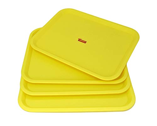 Domplex Tabletts, groß, aus robustem und langlebigem Polypropylen-Kunststoff, Gelb, 4 Stück von Domplex