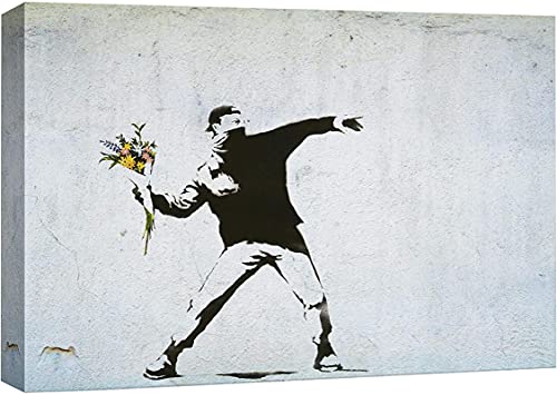 Graffiti-Kunstdrucke-Leinwanddruck-Rage the Flower Thrower-Street Art-Banksy Street Art Leinwand Poster und Drucke Wohnkultur 50x75cm/19,7"x29,5" Banks11 Rahmenlos von Domrx