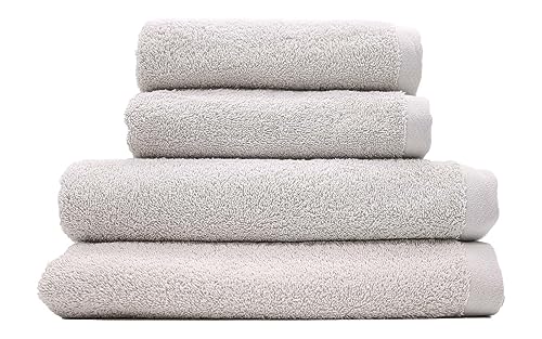 Domsoeiro | Set aus 4 Premium-Handtüchern aus 100% Baumwolle | 2 Badetücher (70x140cm) + 2 Handtücher (50x100cm) - 500g/m² - Schnelltrocknend, weich und saugfähig (Grau) von Domsoeiro