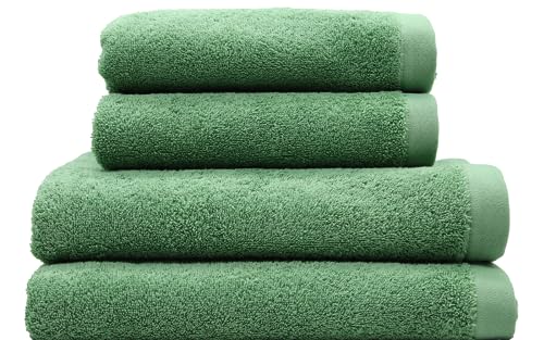 Domsoeiro | Set aus 4 Premium-Handtüchern aus 100% Baumwolle | 2 Badetücher (70x140cm) + 2 Handtücher (50x100cm) - 500g/m² - Schnelltrocknend, weich und saugfähig (Jadegrün) von Domsoeiro