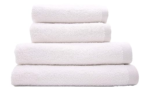 Domsoeiro | Set aus 4 Premium-Handtüchern aus 100% Baumwolle | 2 Badetücher (70x140cm) + 2 Handtücher (50x100cm) - 500g/m² - Schnelltrocknend, weich und saugfähig (Weiß) von Domsoeiro