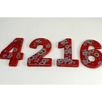 Handgefertigte Hausnummer Aus Keramik Wetterfeste Glasierte Kachel, Made in Cornwall Handgefertigte Hausnummer Aus Keramik Wetterfeste Glasierte Kachel, Made in Cornwall von Domspottery