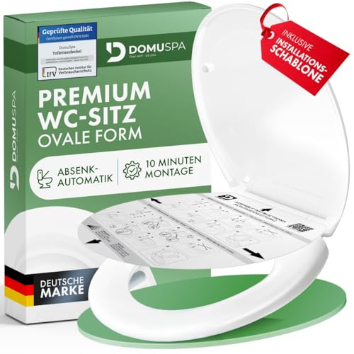 DomuSPA Toilettendeckel - WC Sitz mit Absenkautomatik - antibakterieller Toilettensitz mit Quick-Release Funktion - Toilettendeckel oval - Toilettendeckel mit Absenkautomatik - Toilet Seat von DomuSPA