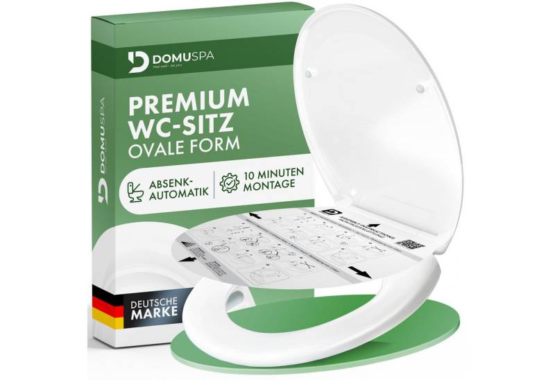 DomuSPA WC-Sitz Toilettendeckel mit Absenkautomatik – antibakterieller WC Sitz (Inkl. Installationsschablone), mit Quick-Release, auch als Kindersitz erhältlich von DomuSPA