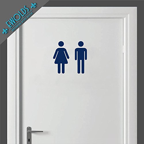 Aufkleber 'Toilette Damen & Herren' | Wandtattoo Wandaufkleber Wandsticker Wanddeko Venyl Tür Glas Gäste WC Bad Badezimmer Pipi lounge Hotel Bar Restaurant Pub Büro Arbeit Firma, Farbe:Blau von Domus House Signs