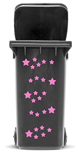 Aufkleber Set Sterne, Wetterfester Außenbereich Sticker für Mülltonne, Mülleimer, Auto, Laptop, Stern in 2 Größen, Farbe:pink von JustHouseSigns