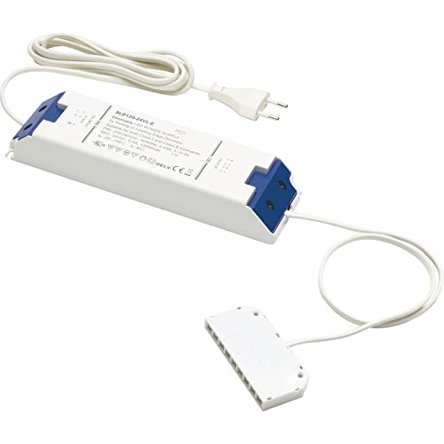 DOMUS LINE LED Netzgerät 24V SLD120 Led Netzteil 24V dimmbar, 9-fach Verteiler und Euro-Flachstecker - Leistung 12-120 Watt, Kunststoff hellgrau von Domus Line