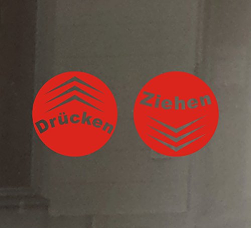 Don Cappello 2er-Set Drücken Ziehen Aufkleber für Tür Schaufenster Geschäft Laden Eingang 5 cm Rot von Don Cappello