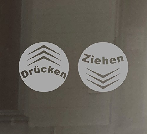 Don Cappello 2er-Set Drücken Ziehen Aufkleber für Tür Schaufenster Geschäft Laden Eingang 8 cm Hellgrau von Don Cappello