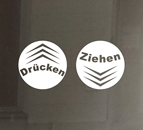 Don Cappello 2er-Set Drücken Ziehen Aufkleber für Tür Schaufenster Geschäft Laden Eingang 8 cm Weiß von Don Cappello