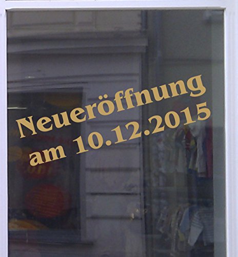 Don Cappello Neueröffnung mit Datum Schaufensterbeschriftung Aufkleber Werbung Auto Laden Gold 1 Stück 40 cm von Don Cappello