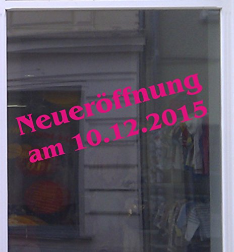 Don Cappello Neueröffnung mit Datum Schaufensterbeschriftung Aufkleber Werbung Auto Laden Magenta 1 Stück 80 cm von Don Cappello