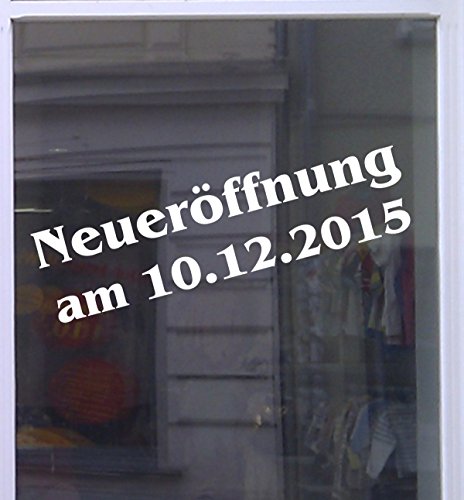 Don Cappello Neueröffnung mit Datum Schaufensterbeschriftung Aufkleber Werbung Auto Laden Weiß 1 Stück 150 cm von Don Cappello