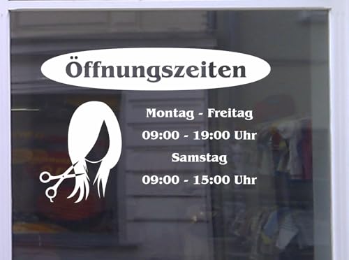 Öffnungszeiten Friseur Schaufensterbeschriftung Aufkleber Werbung Laden Geschäft Gold Breite 40 cm von Don Cappello