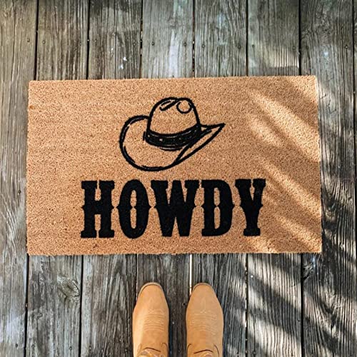 DonDown Howdy Cowboy Fußmatte,Beschriftung drucken Willkommensmatte 40x60cm,Lustige Innen Außen Dekoration Fußmatte, Indoor Outdoor Home Decor Teppich,Kinderzimmer Teppiche von DonDown