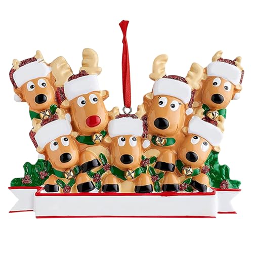 Personalisierte Familie Weihnachten Weihnachtsbaumkugel Dekoration Ornament Hirschfamilie 2023 Weihnachtsdekoration (H, 11x10cm) von DonDown