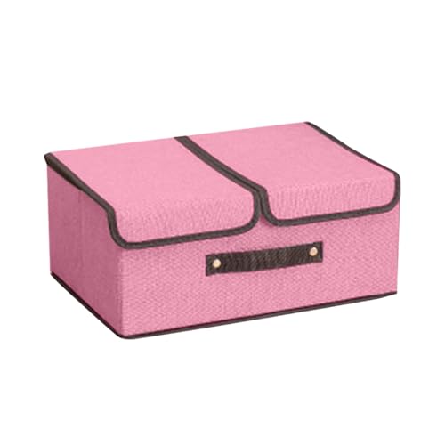 Vliesstoff Aufbewahrungsbox mit Deckel,Faltbarer Kleider Aufbewahrungswürfel，PU Griffen Lagerbox,Leicht zu öffnender schließender Organizer Mehrzweck-Organizer, leicht zu reinigen (Rosa, 35x25x15cm) von DonDown