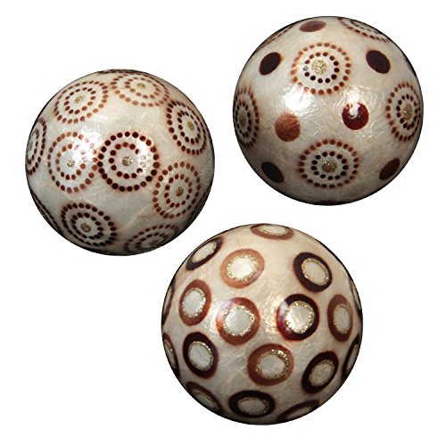 DONREGALOWEB Set mit 3 runden Perlmutt-Kugeln, je 10 cm, braun und goldfarben von DonRegaloWeb