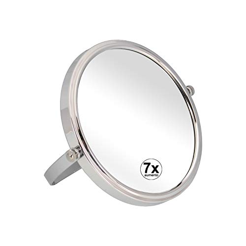 DONREGALOWEB Badezimmerspiegel mit Metallring und 2 Seiten mit 7-facher Vergrößerung dekoriert in Chrom glänzend von DonRegaloWeb