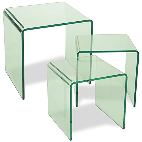 DONREGALOWEB DRW Tischset aus Glas, 12 mm, transparent, quadratisch, 41 x 41 x 41 cm, 3 Stück von DonRegaloWeb