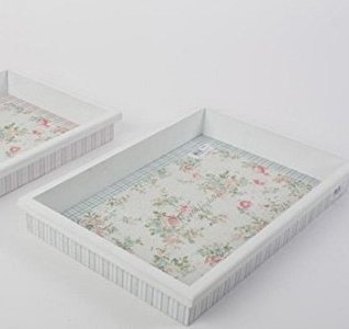 DONREGALOWEB Holztablett mit Blumen in Blautönen dekoriert von DonRegaloWeb