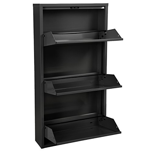 DONREGALOWEB Schuhschrank aus Metall mit 3 Schubladen in Dunkelgrau mit mattem Finish von DonRegaloWeb