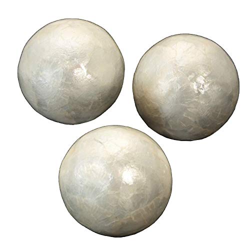 DONREGALOWEB Set mit 3 runden Perlmuttkugeln je 10 cm (Natur) von DonRegaloWeb