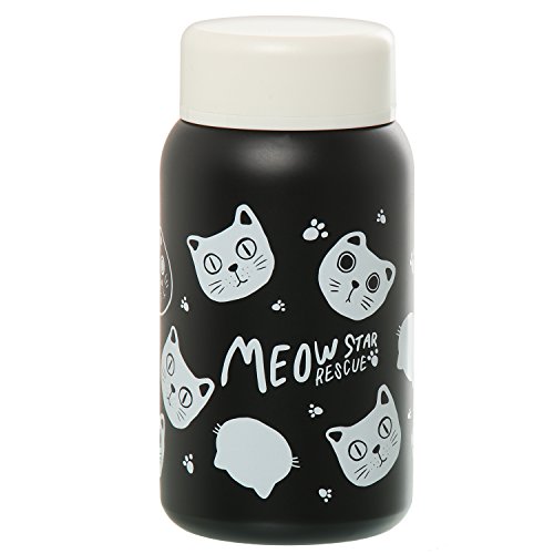 DONREGALOWEB Thermoskanne aus Metall und Acryl, verziert mit Katzengesichtern, Schwarz und Weiß von DonRegaloWeb