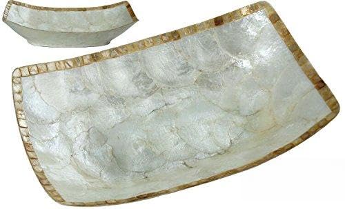 DONREGALOWEB DONGABOWEB Rechteckiger Perlmuttzentrum verziert mit Allen Konturen in Weiß und Beige, Perlmutt, 38 x 25 x 9,5 cm von DonRegaloWeb
