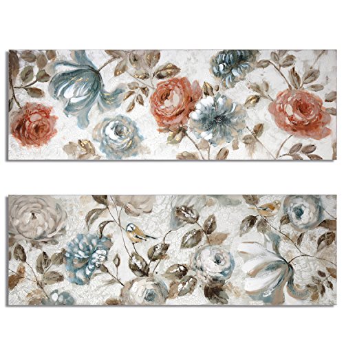 DonRegaloWeb Donegaliowb Bild-Set aus 2 rechteckigen Leinwänden mit Blumen dekoriert, 150x40 cm von DonRegaloWeb