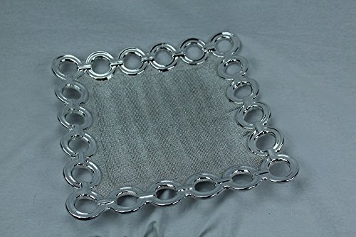 DonRegaloWeb Keramik-Mittel, quadratisch, mit 2 Texturen 28x28 cm Silber von DonRegaloWeb