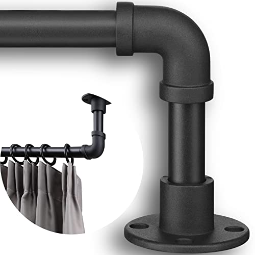 Industrielle Gardinenstangen – mattschwarze Rohr-Gardinenstange für Fenster 121,9 cm bis 213,4 cm – 2,5 cm robuste Verdunkelungsvorhangstange Set für Raumteiler – rustikale Gardinenstangen für den Industrielle Gardinenstangen – mattschwarze Rohr-Gardinenstange für Fenster 121,9 cm bis 213,4 cm – 2,5 cm robuste Verdunkelungsvorhangstange Set für Raumteiler – rustikale Gardinenstangen für den von DonSail