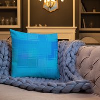 Leinen Fühlen Dekokissen Himmelblau Kariertes Premium-Kissen Couch Dekor von DonWillisJrArt
