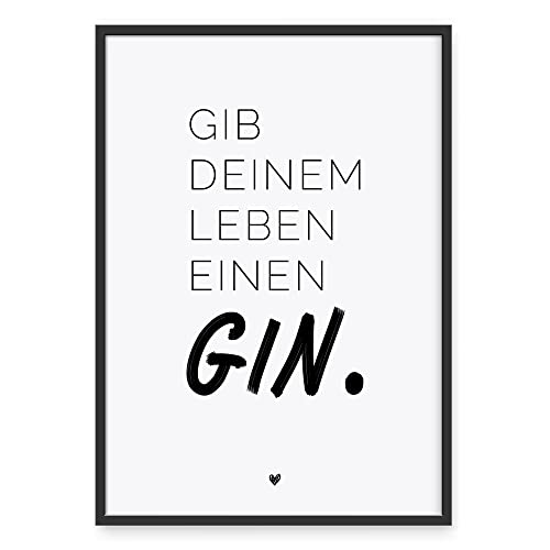 Donari® Gin Poster in A4 ohne Rahmen • Gin Geschenk • Schwarz weiß Wohnzimmer Deko • Gin Sprüche Bild (A4, Gin) von Donari