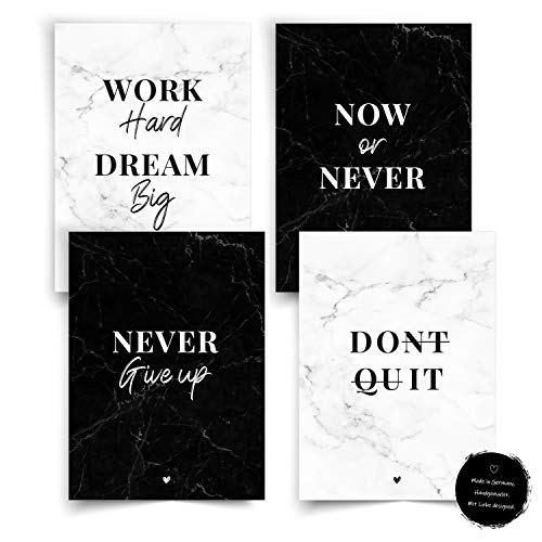 Donari® Motivation Poster Set Schwarz Weiß DIN A4 • Kunstdruck Bild Schlafzimmer • Motivationsposter • Motivationsbilder • Wandbild Wohnzimmer von Donari