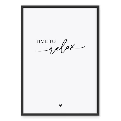 Donari® Sprücheposter Time to Relax in A3 ohne Rahmen • Wanddeko in schwarz weiß Wohnzimmer • Kunstdruck Home Deko (A3, Relax) von Donari