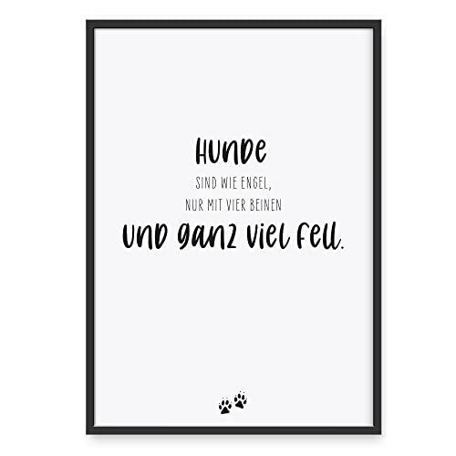 Donari ® Poster mit Hundesprüchen in A3 ohne Rahmen • Wanddeko in Schwarz Weiß für Wohn- & Schlafzimmer • Geschenk für Tierbesitzer (A3, Hund - Fell) von Donari