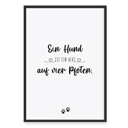 Donari ® Poster mit Hundesprüchen in A3 ohne Rahmen • Wanddeko in Schwarz Weiß für Wohn- & Schlafzimmer • Geschenk für Tierbesitzer (A3, Hund - Herz) von Donari