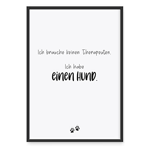 Donari ® Poster mit Hundesprüchen in A4 ohne Rahmen • Wanddeko in Schwarz Weiß für Wohn- & Schlafzimmer • Geschenk für Tierbesitzer (A4, Hund - Therapeut) von Donari