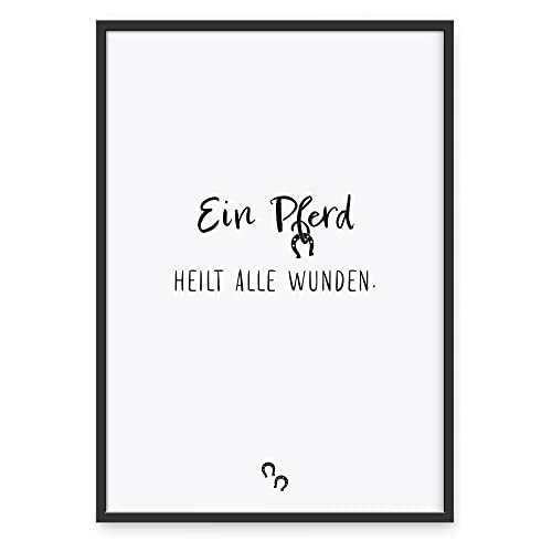 Donari ® Poster mit Pferdesprüchen in A4 ohne Rahmen • Wanddeko in Schwarz Weiß für Wohn- & Schlafzimmer • Geschenk für Tierbesitzer (A4, Pferd - Heilen) von Donari