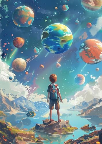 Donari Poster Weltall Kinderzimmer XXL • Weltraum Wandbilder Universe ohne Rahmen Wohnzimmer • Weltraum Deko Bilder (Astronaut und Sternenhimmel, 30x40, Ungerahmt) von Donari