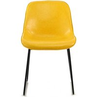 2 Stühle in Gelb Kunstleder Retrostil (2er Set) von Doncosmo