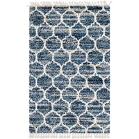 Blauer Teppich aus Hochflor modernen Skandi Design von Doncosmo