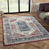 Bunter Kurzflor Teppich mit orientalischem Muster 170x240 cm von Doncosmo