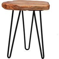 Design Beistelltisch aus Zeder Massivholz und Metall Baumscheiben Tischplatte von Doncosmo